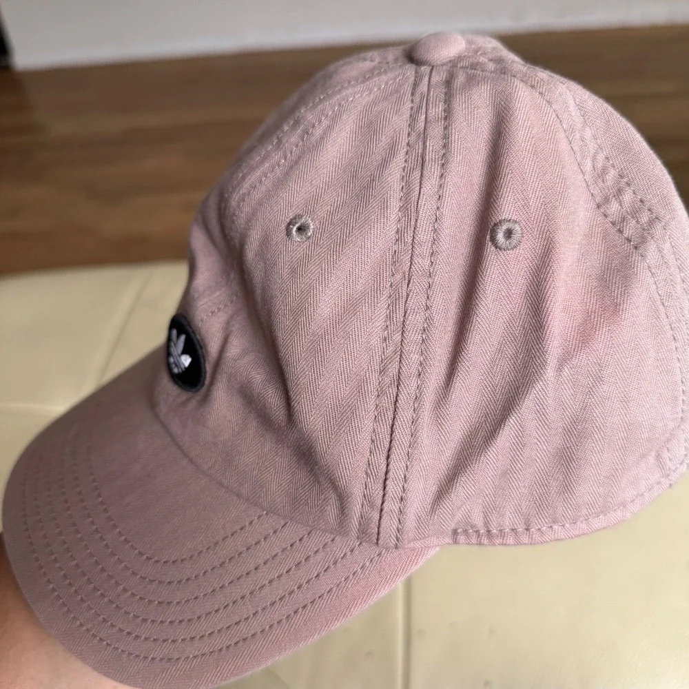Adidas Originals Trefoil‎ Relaxed Strapback Hat Dusty Rose Pink Herringbone Cap
